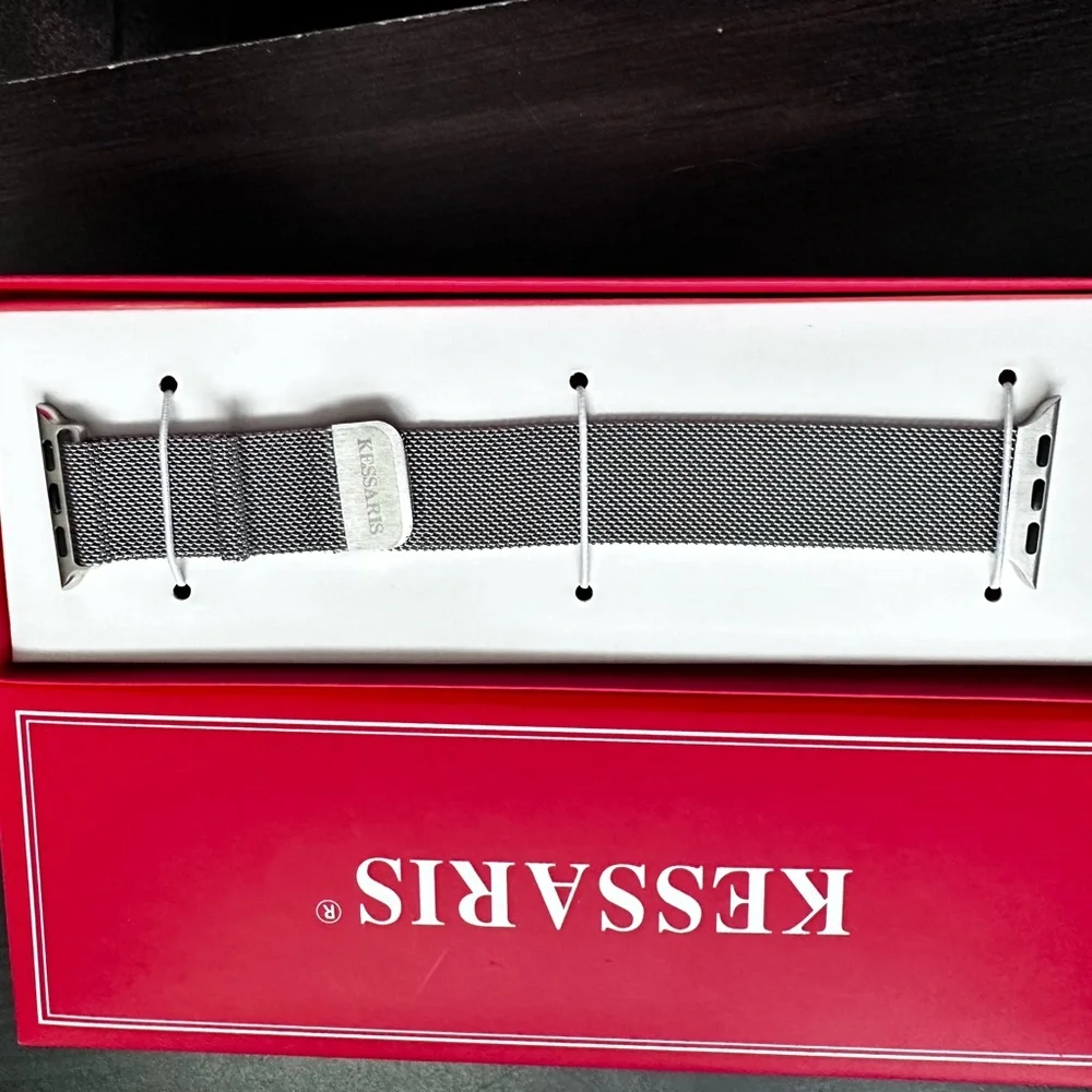 Kessaris Apple Watch Straps Silvertone mesh band